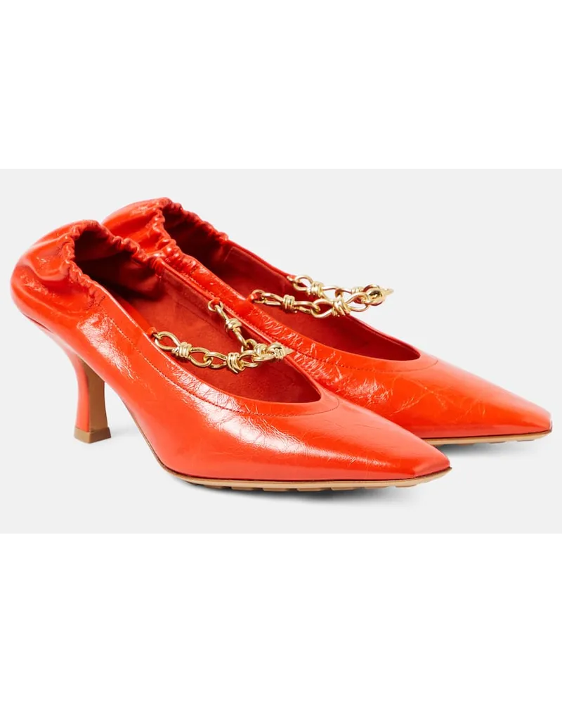 Bottega Veneta Pumps Sharp Chain aus Leder Orange