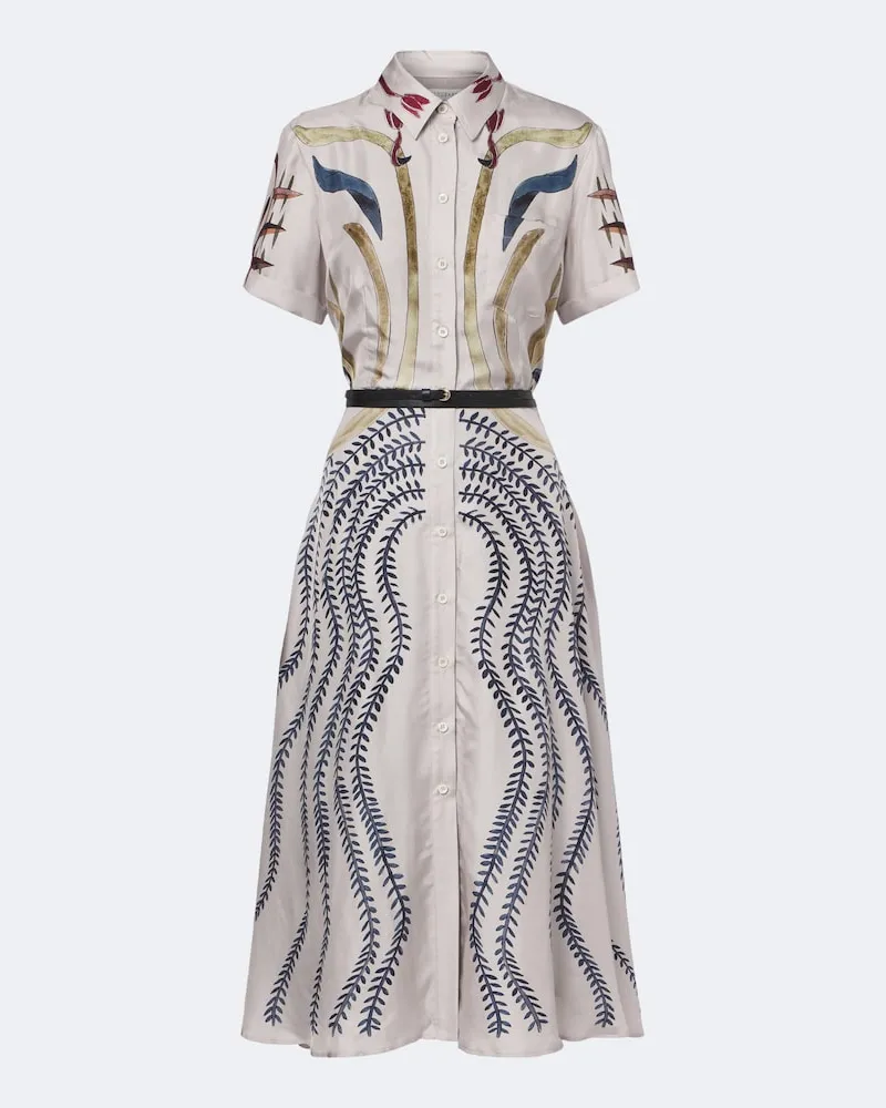 Altuzarra Bedrucktes Hemdblusenkleid Kiera aus Seide Grau