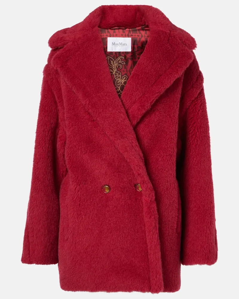 Max Mara Mantel Cuba aus Teddyfleece Rot