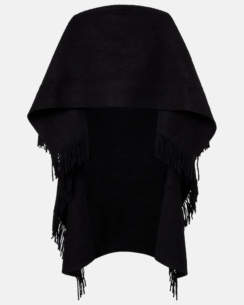 Totême Poncho aus einem Wollgemisch Schwarz