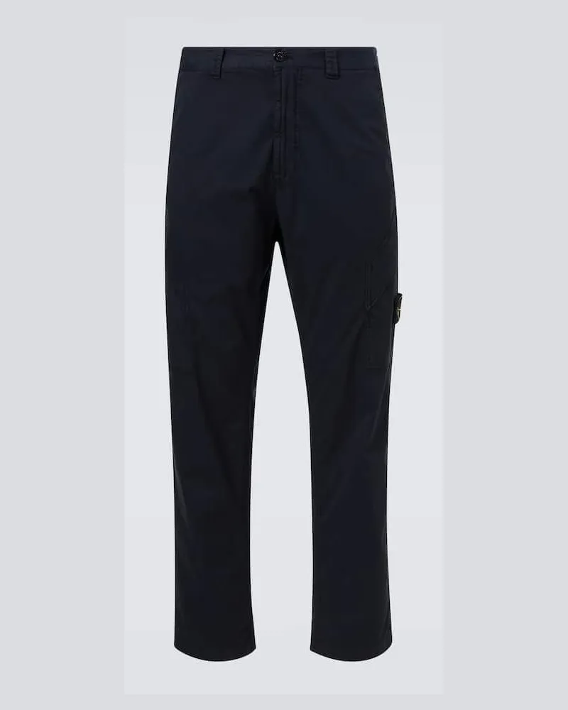 Stone Island Bestickte Cargohose aus Twill Blau