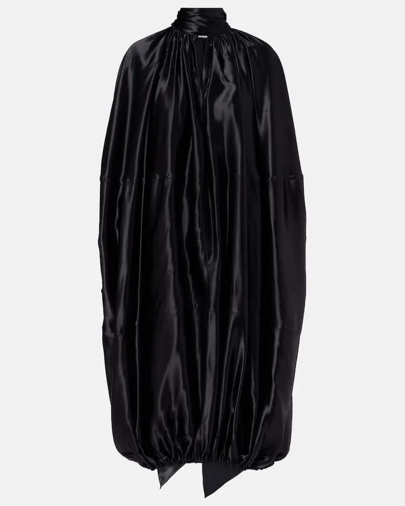 Ferragamo Midikleid aus Satin Schwarz