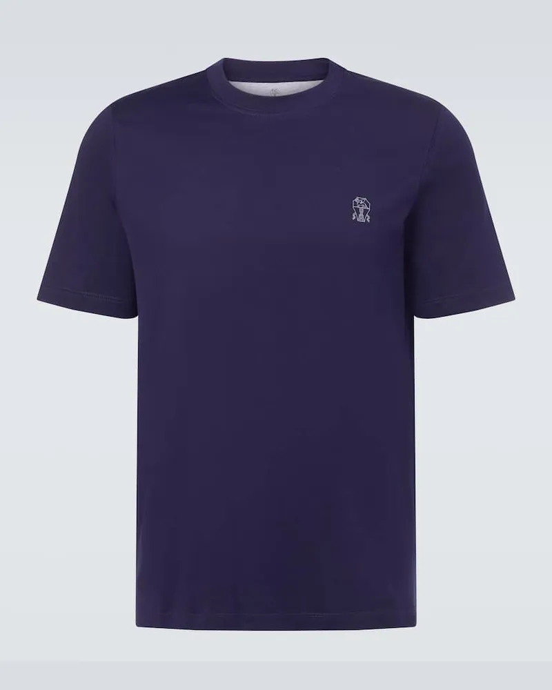 Brunello Cucinelli T-Shirt aus Baumwolle Blau