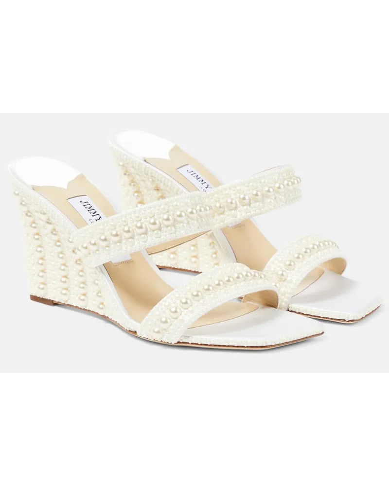 Jimmy Choo Bridal Verzierte Wedge-Sandalen Sacoria 85 Weiss