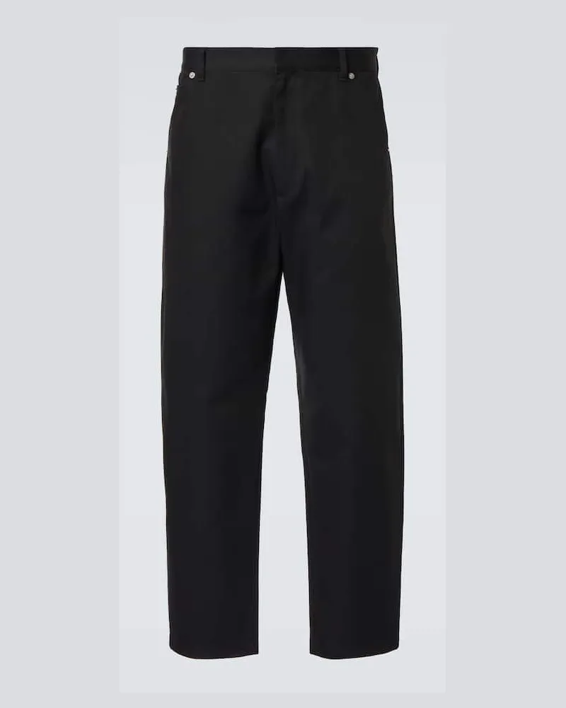 Prada Weite Mid-Rise-Hose aus Baumwolle Schwarz