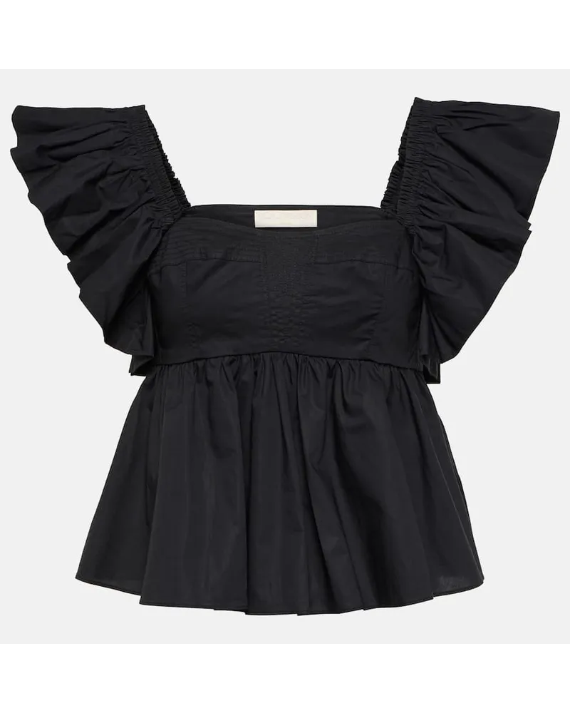 Ulla Johnson Top Romi aus Baumwollpopeline Schwarz