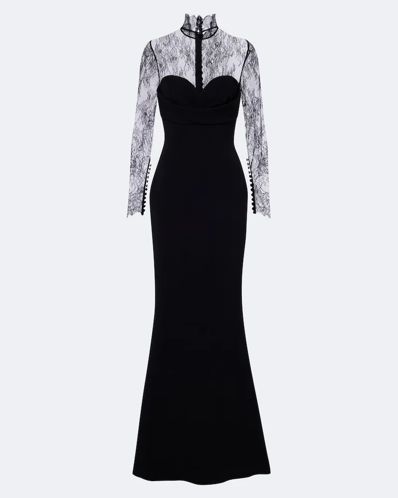 Elie Saab Robe aus Cady mit Spitze Schwarz