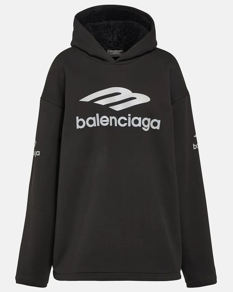 Balenciaga Hoodie 3B Sports Icon aus Baumwolle Schwarz