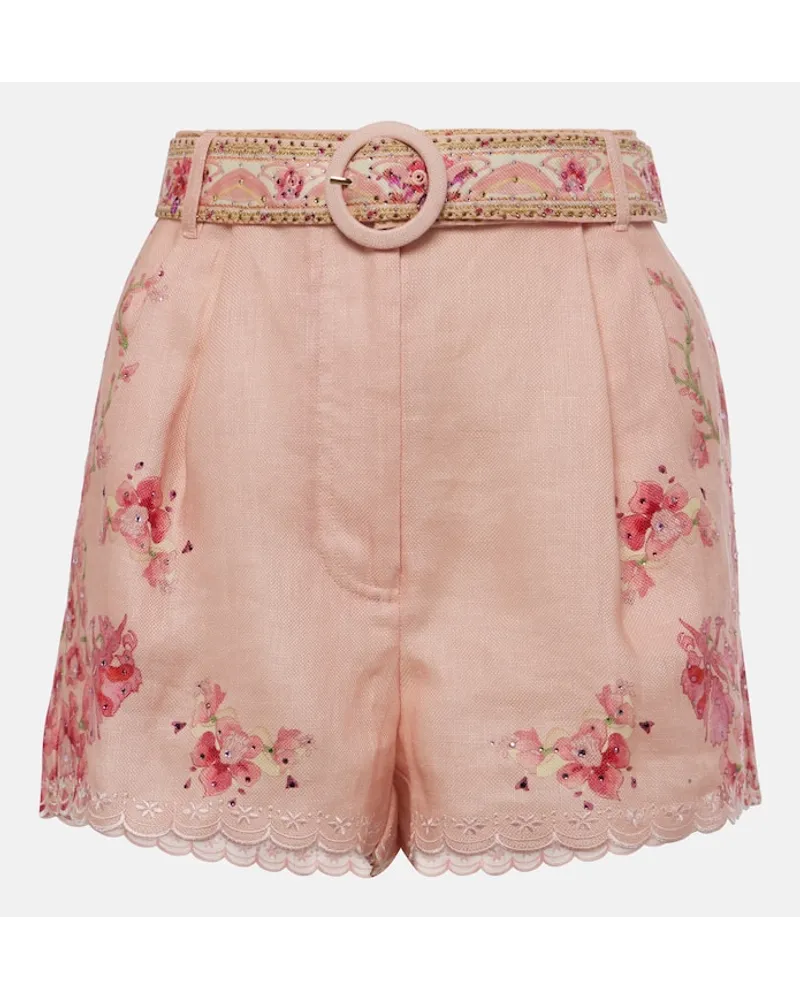 Camilla Verzierte Shorts aus Leinen Multicolor