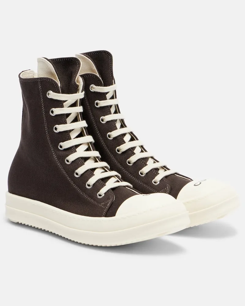 Rick Owens High-Top Sneakers Sneaks aus Canvas Braun