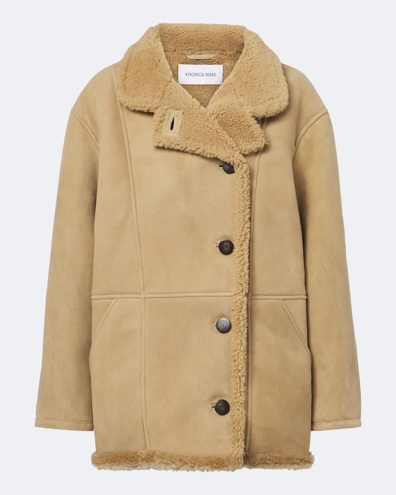 Veronica Beard Mantel Lavington mit Shearling Beige