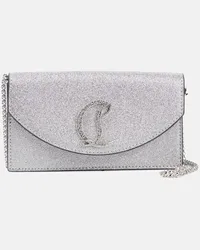 Christian Louboutin Clutch Loubi54 aus Leder mit Glitter Silber