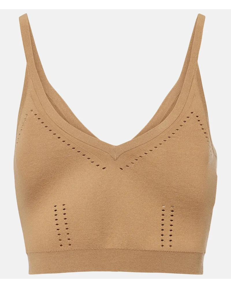 Max Mara Cropped-Top aus Strick Beige