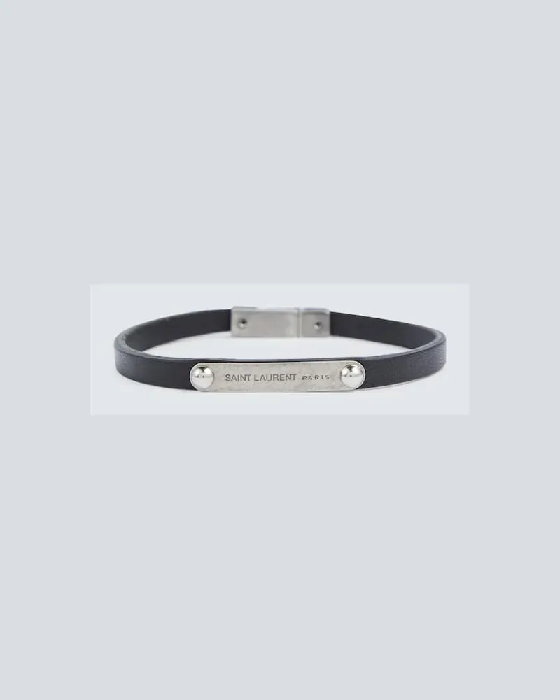 Saint Laurent Armband ID aus Leder Schwarz