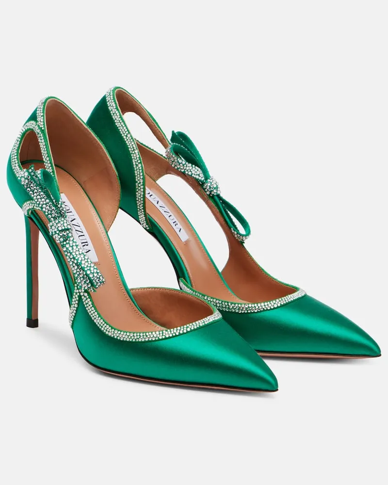 Aquazzura Pumps Soave Crystal 105 aus Satin Grün