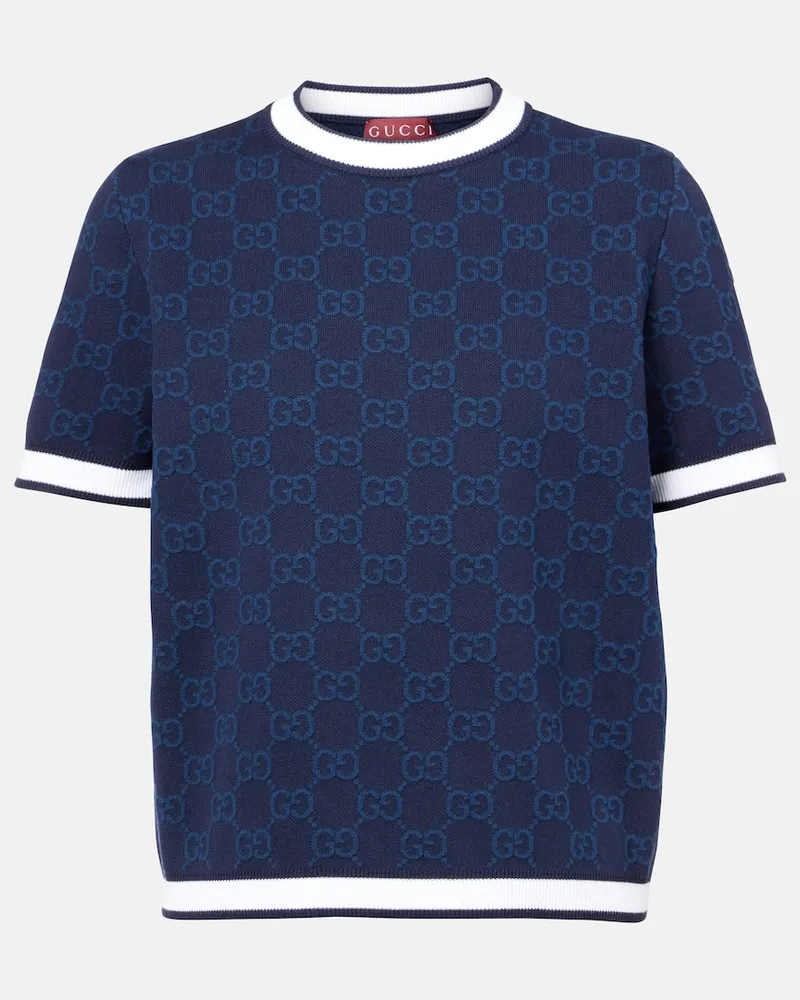Gucci Top GG aus Baumwoll-Jacquard Blau