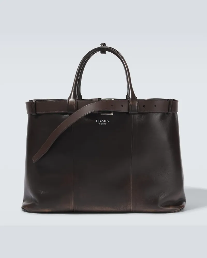 Prada Tote Bag Prada Buckle aus Leder Braun