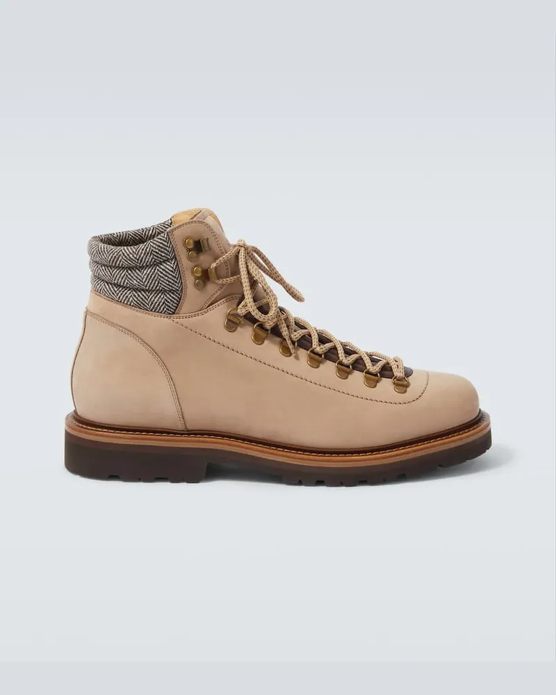Brunello Cucinelli Schnürstiefel aus Leder Beige