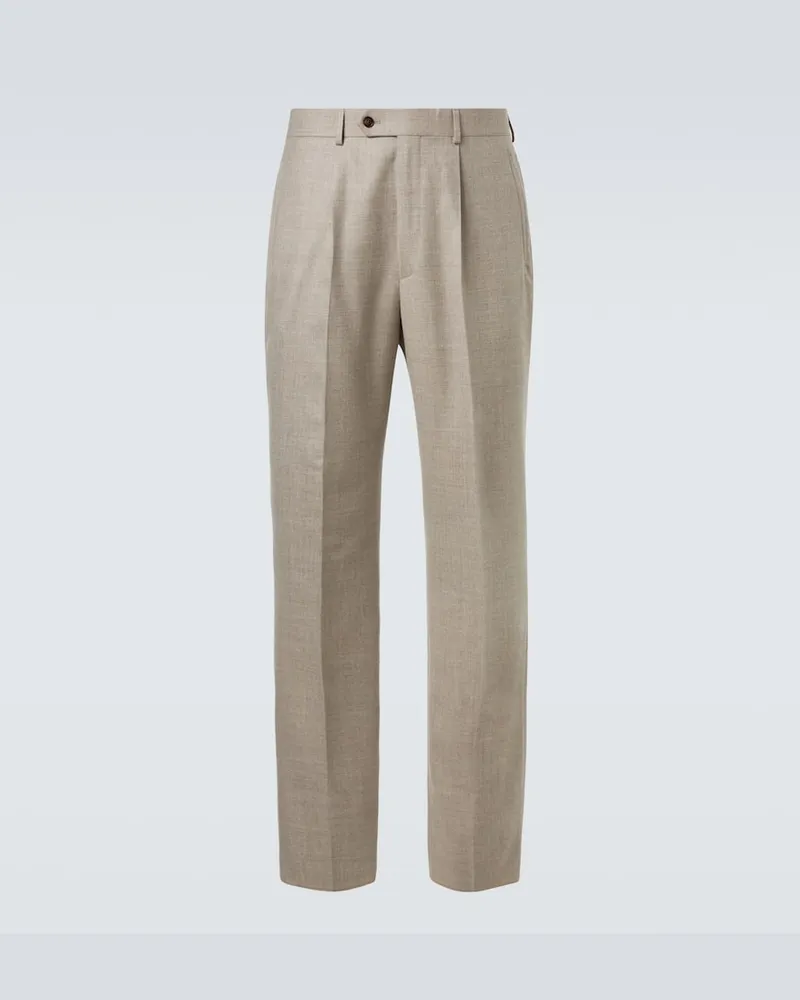 Dunhill Gerade Hose aus Woll-Twill Beige