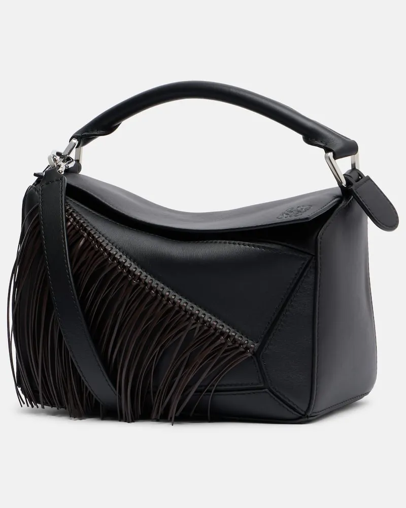 Loewe Schultertasche Puzzle Small aus Leder Schwarz