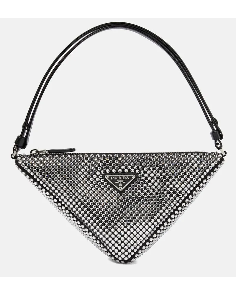 Prada Etui Triangle mit Kristallen Silber