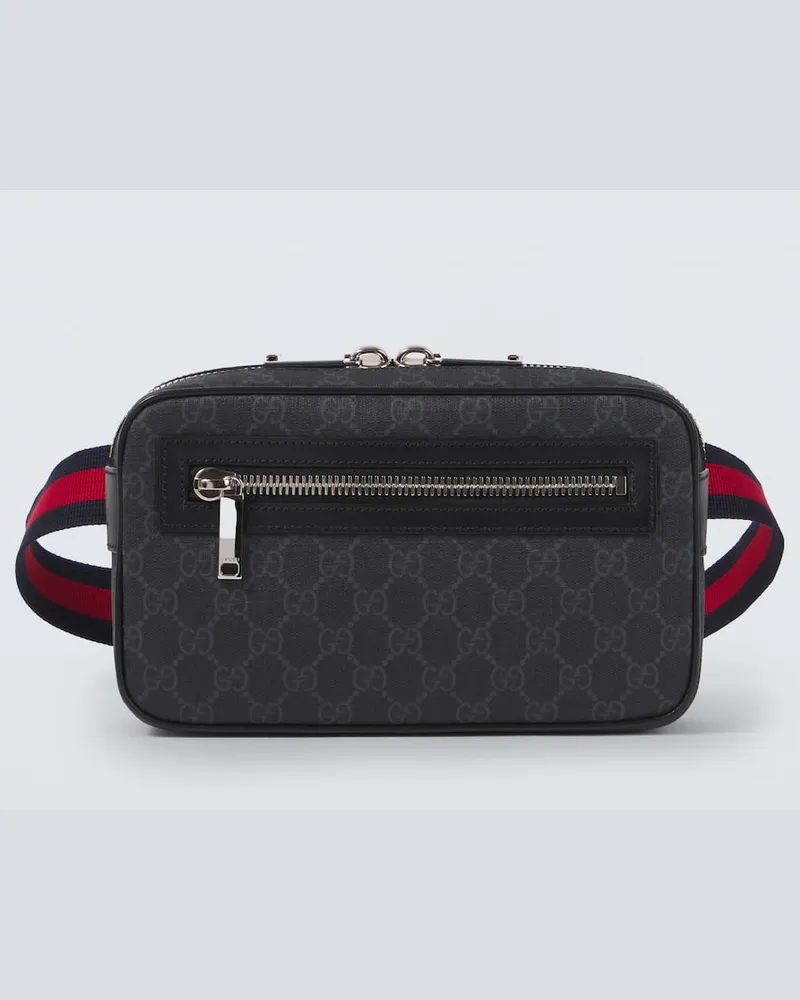 Gucci Guerteltasche Web Stripe GG aus Canvas mit Leder Schwarz