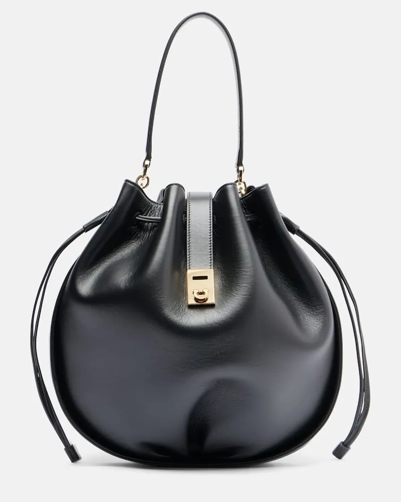 Ferragamo Bucket Bag Hug aus Leder Schwarz