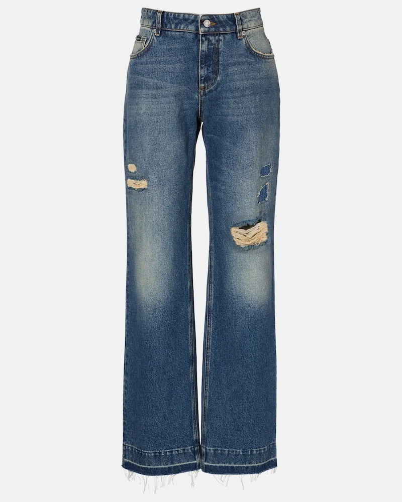 Dolce & Gabbana Distressed Straight Jeans Blau