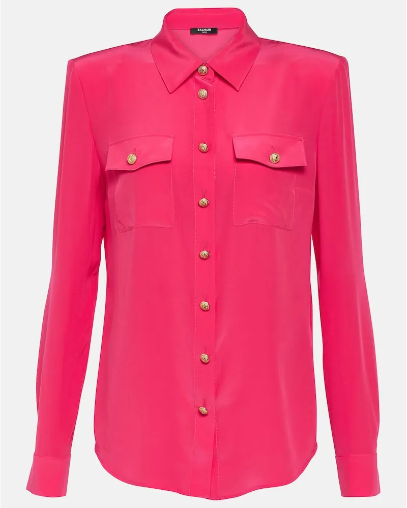 Balmain Hemd aus Crêpe de Chine aus Seide Pink