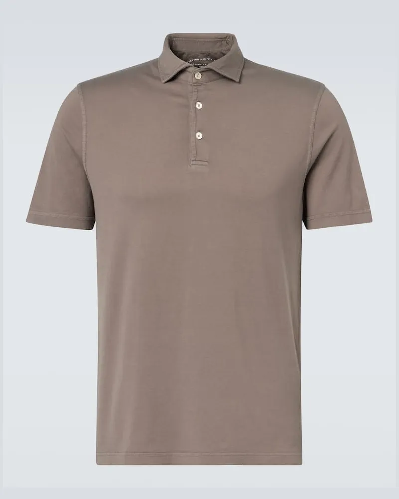 Fedeli Polohemd Zero aus Baumwoll-Jersey Braun