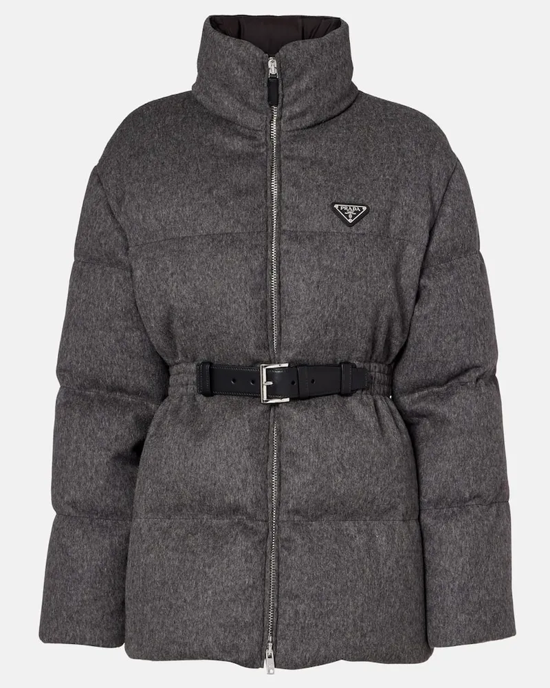 Prada Daunenjacke Loden aus Schurwolle Grau