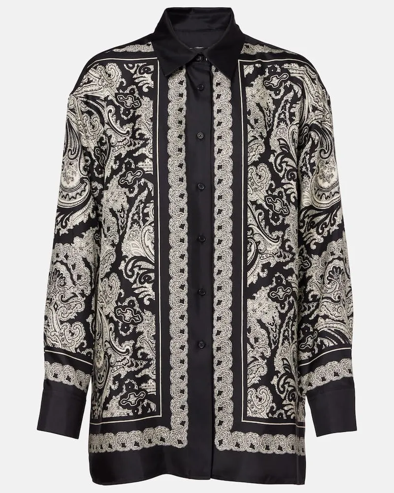 Nili Lotan Hemd Alfie aus Seiden-Twill Schwarz