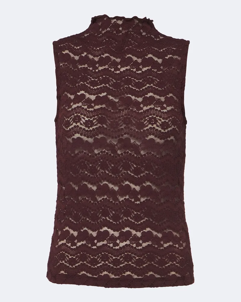 Veronica Beard Top Alora aus Jersey mit Spitze Burgunderrot