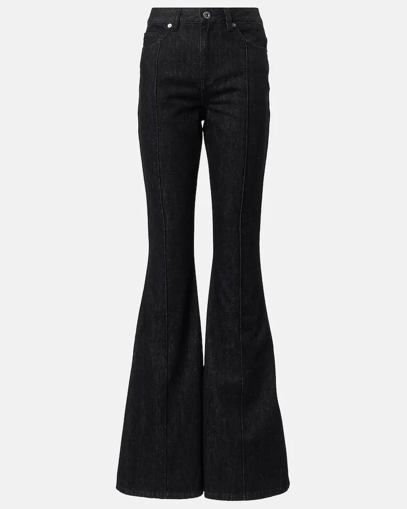 Self-Portrait High-Rise Flared Jeans Schwarz