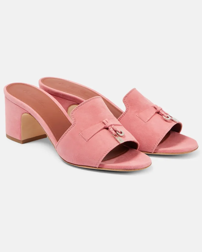 Loro Piana Pantoletten Summer Charms aus Veloursleder Pink