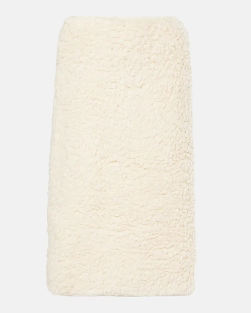Jil Sander Midirock aus Teddyfleece Weiß