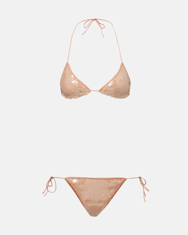 Oséree Oséree Bikini mit Pailletten Beige