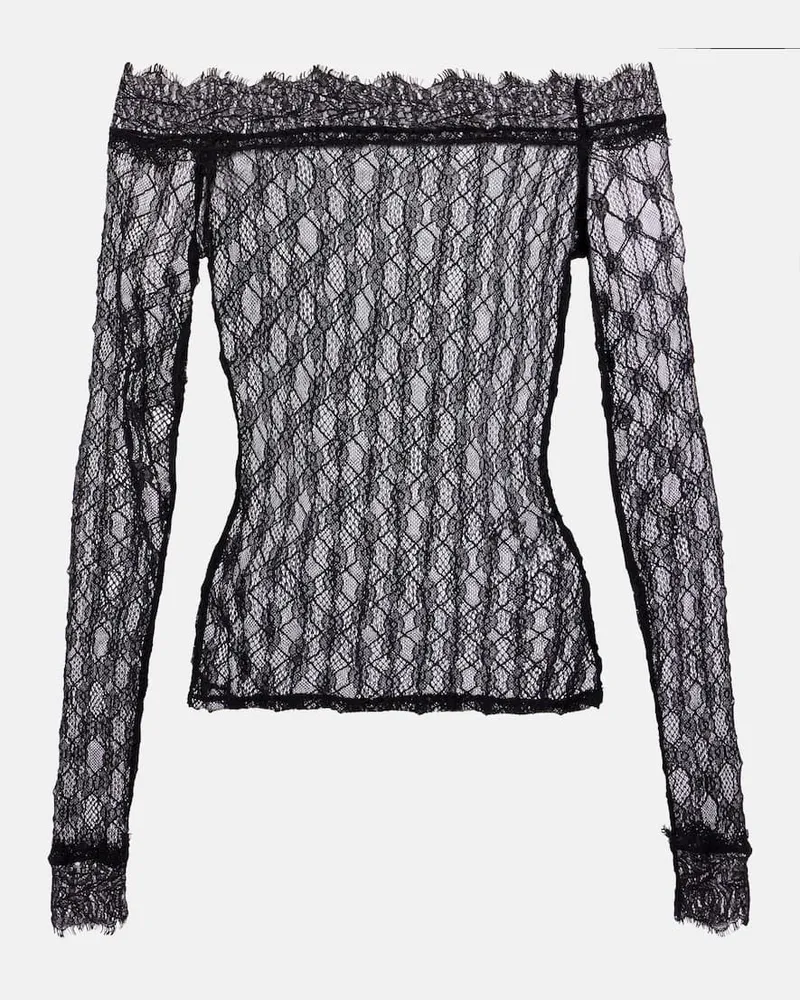 Isabel Marant Off-Shoulder-Top Marlene aus Spitze Schwarz