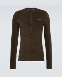 Dolce & Gabbana Henley-Hemd aus Baumwolle Braun