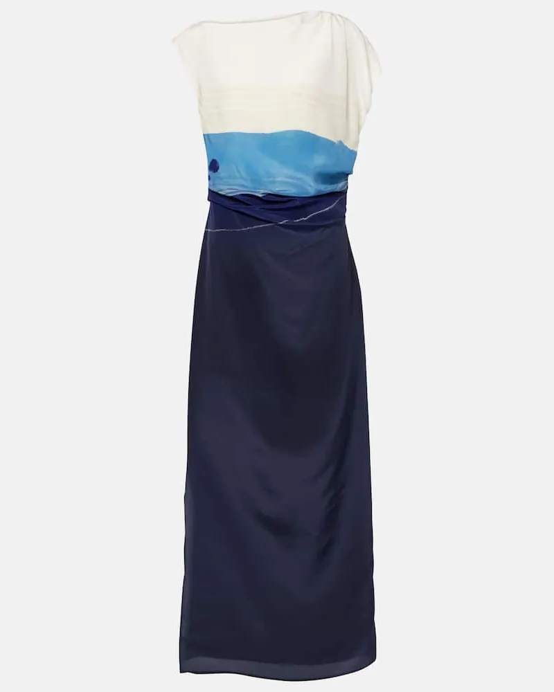 SIR Bedrucktes Maxikleid Mariner aus Seide Blau