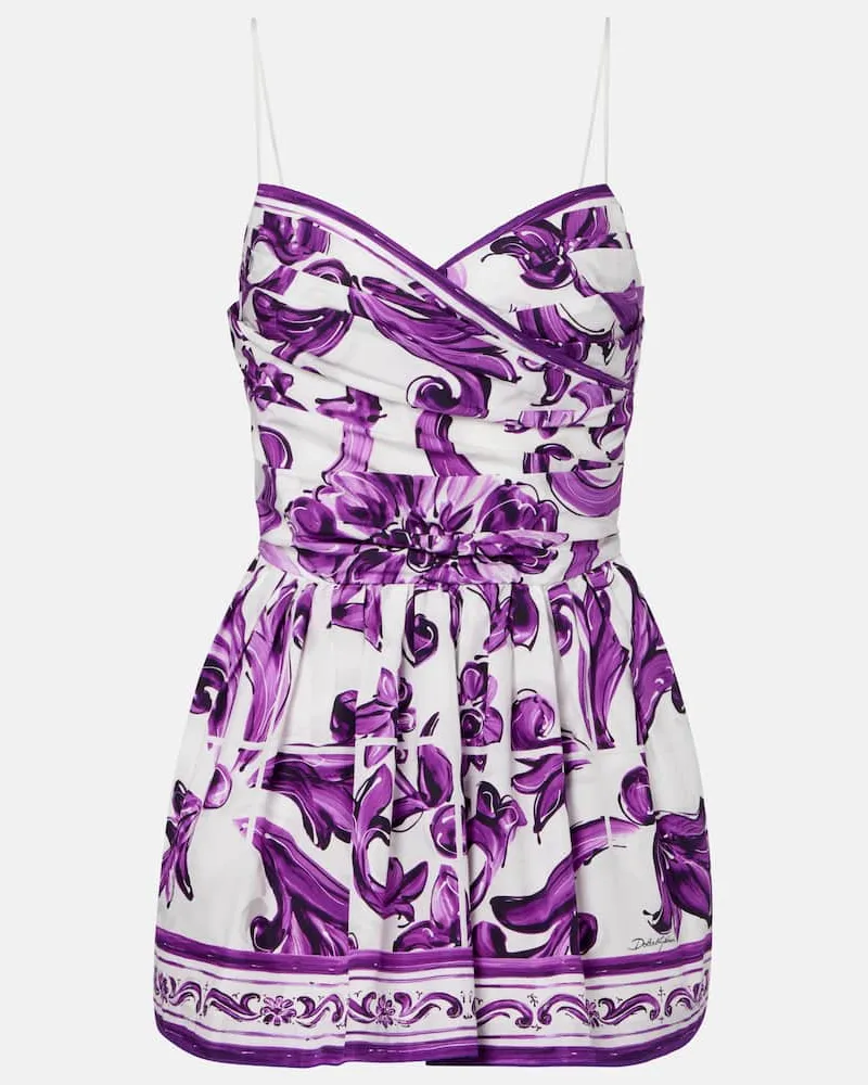 Dolce & Gabbana Bustier-Kleid Majolica aus Baumwollpopeline Lila
