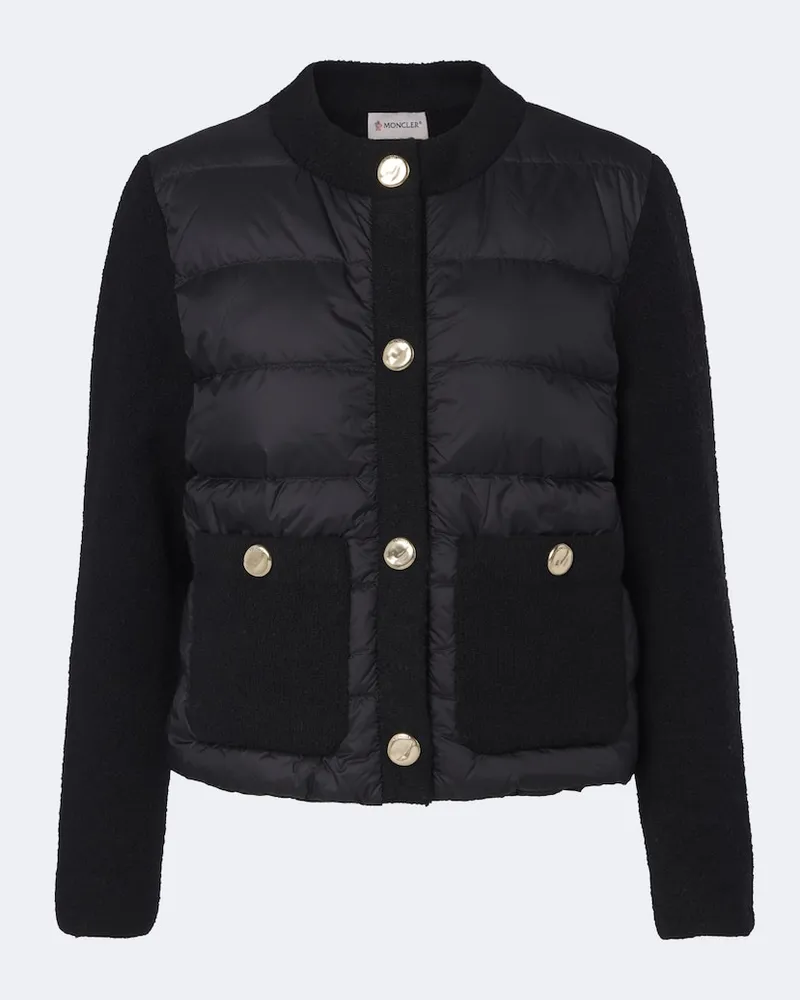 Moncler Daunenjacke mit Strick Schwarz