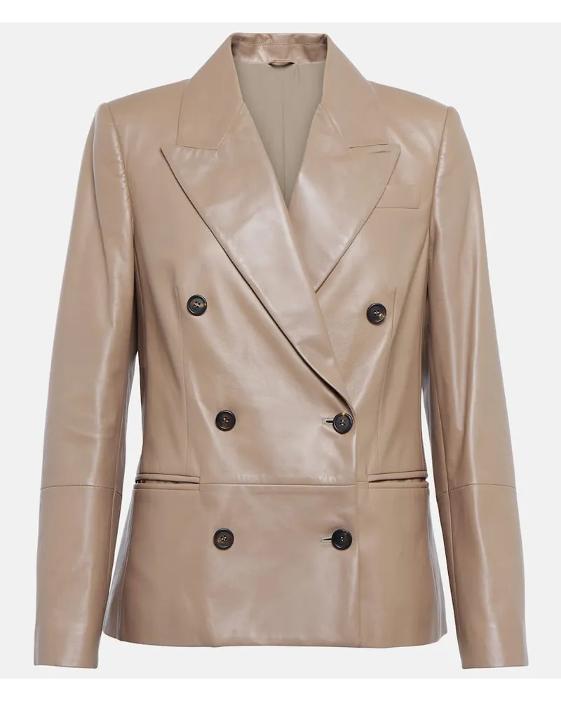 Brunello Cucinelli Blazer aus Leder Schwarz