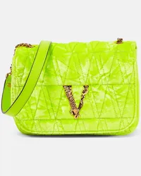 Versace Schultertasche Virtus Small aus Samt Orange