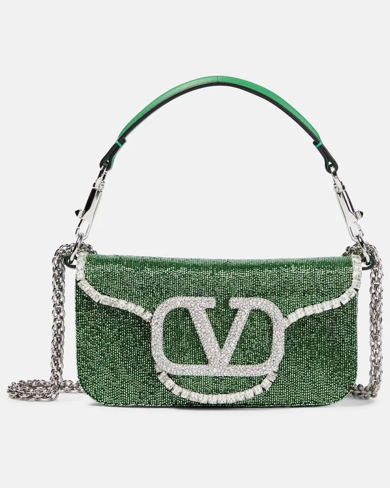 Valentino Garavani Verzierte Schultertasche Loco Small Gruen