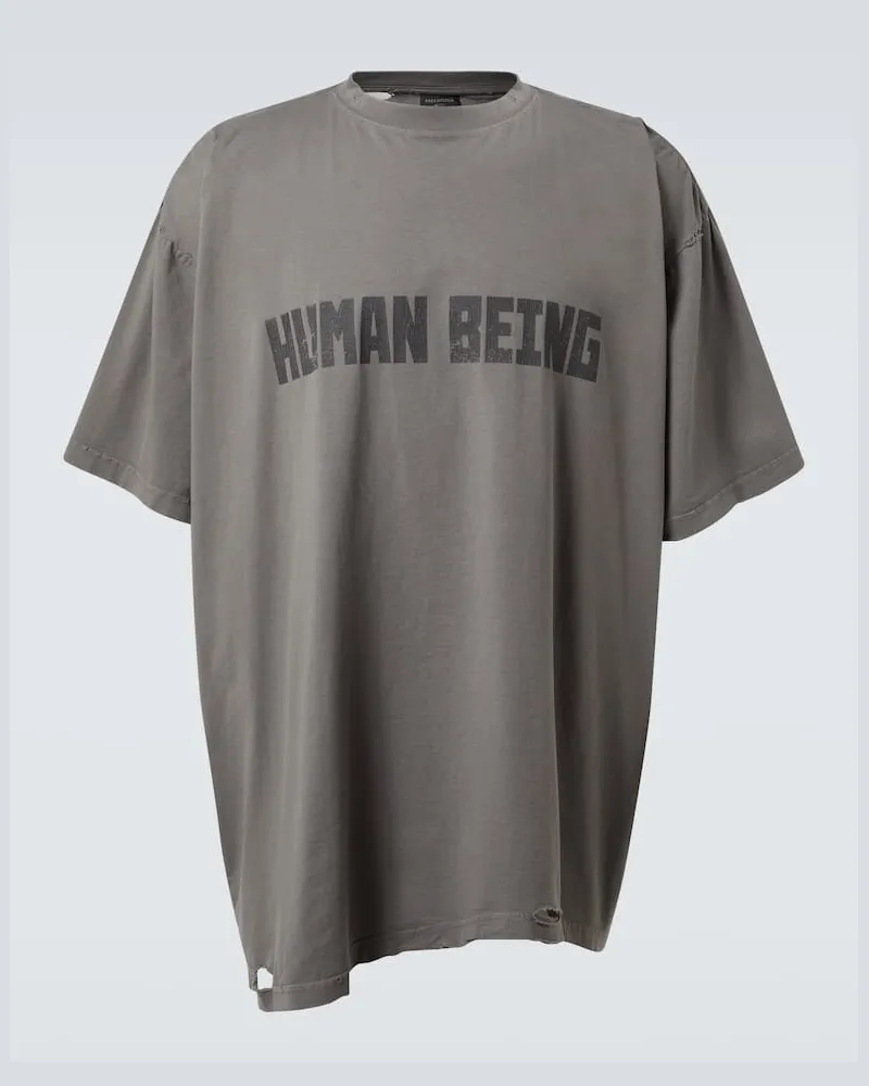 Balenciaga Bedruckte T-Shirt aus Baumwolle Grau