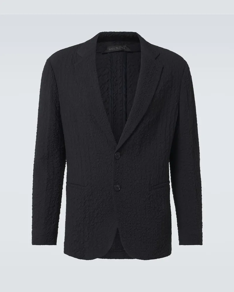 Giorgio Armani Blazer aus Woll-Seersucker Blau