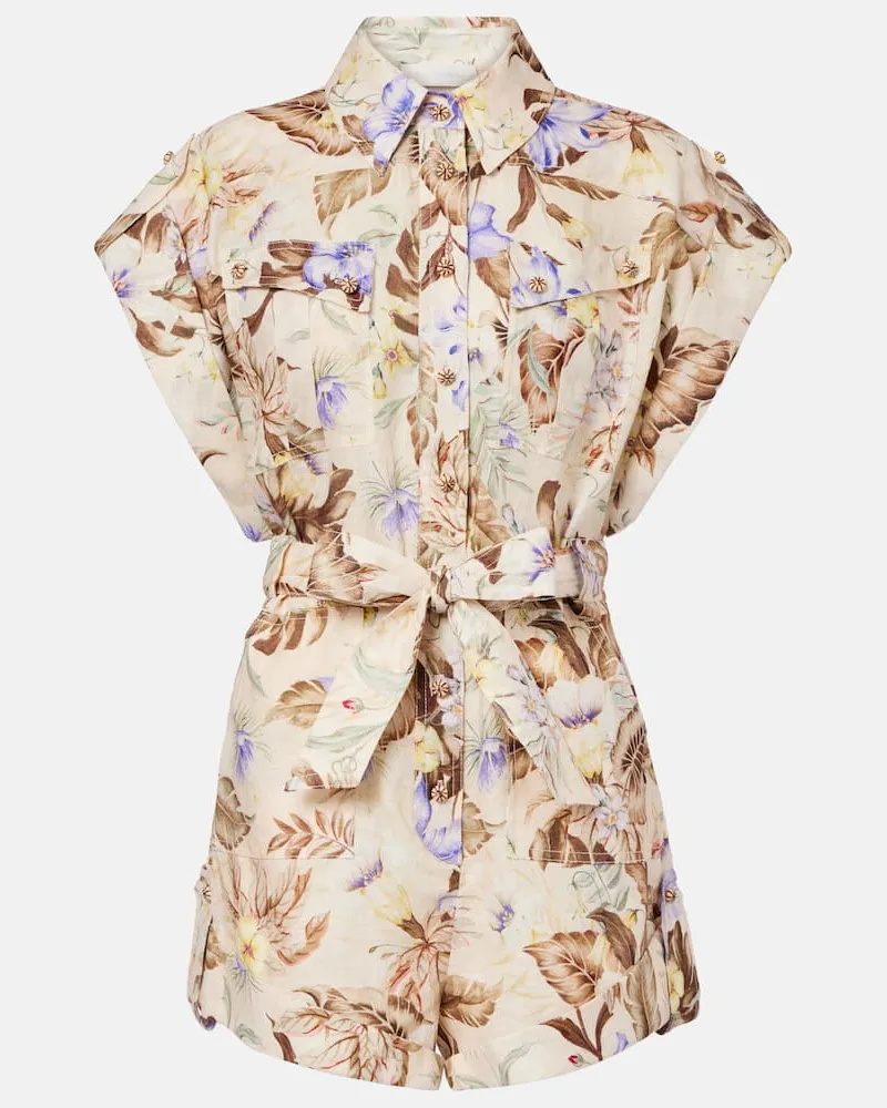 Zimmermann Playsuit aus Leinen Multicolor