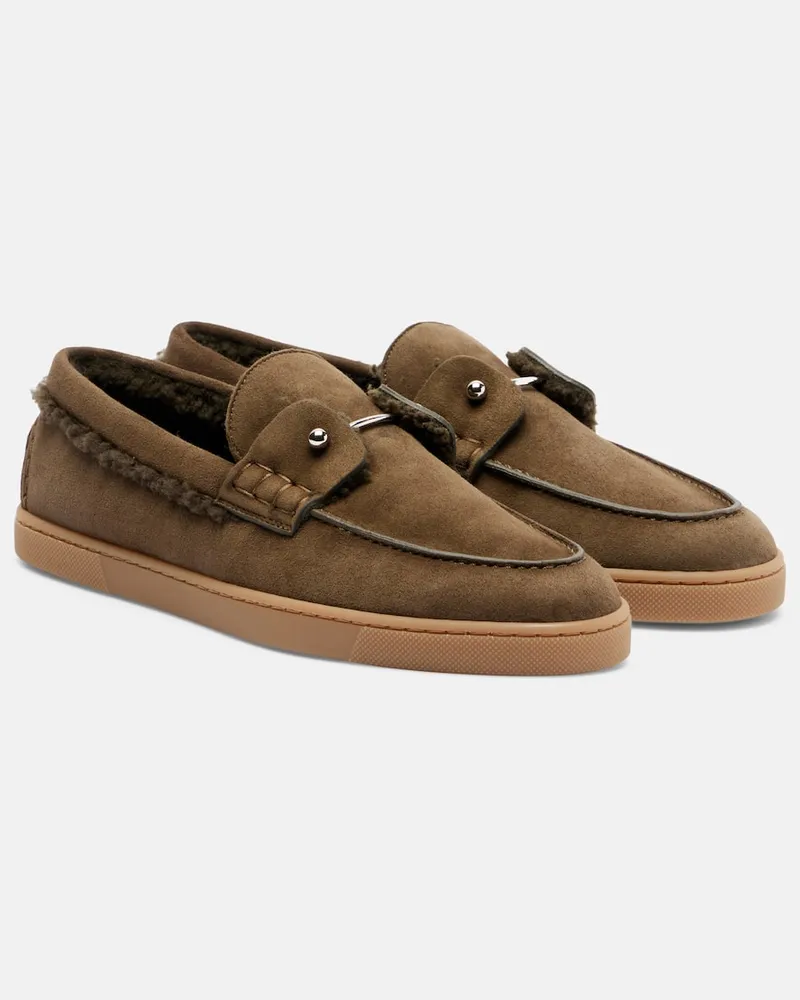 Christian Louboutin Loafers Chambeliboat aus Veloursleder Grün