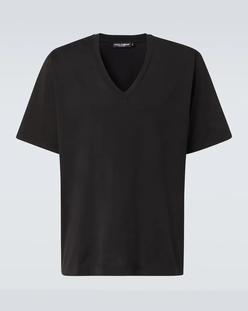 Dolce & Gabbana T-Shirt aus Baumwoll-Jersey Schwarz